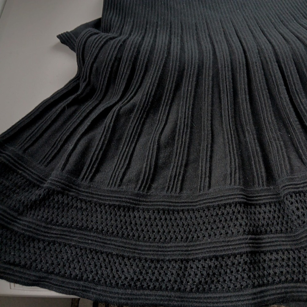 Max Studio SMALL Knit Sweater Dress Cotton Midi Black Fit Flare‎ Office Siren - Picture 12 of 12